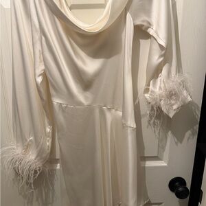 ASTR Augusta Feather Trim Mini Dress